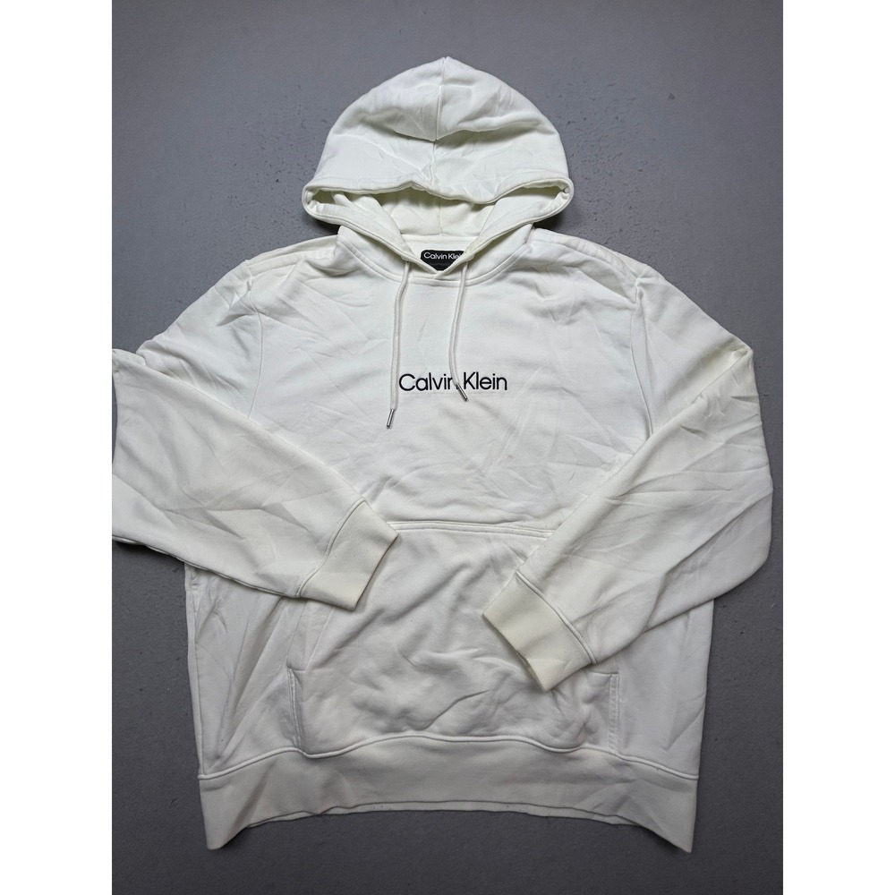 Calvin Klein Hoodie Cotton Polyester White Large Mens